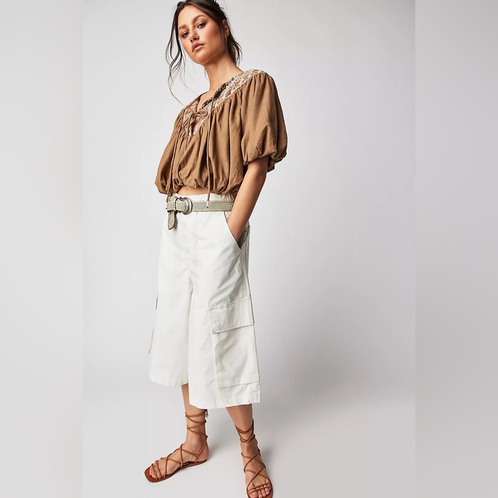 Free People Joni Embroidered Top